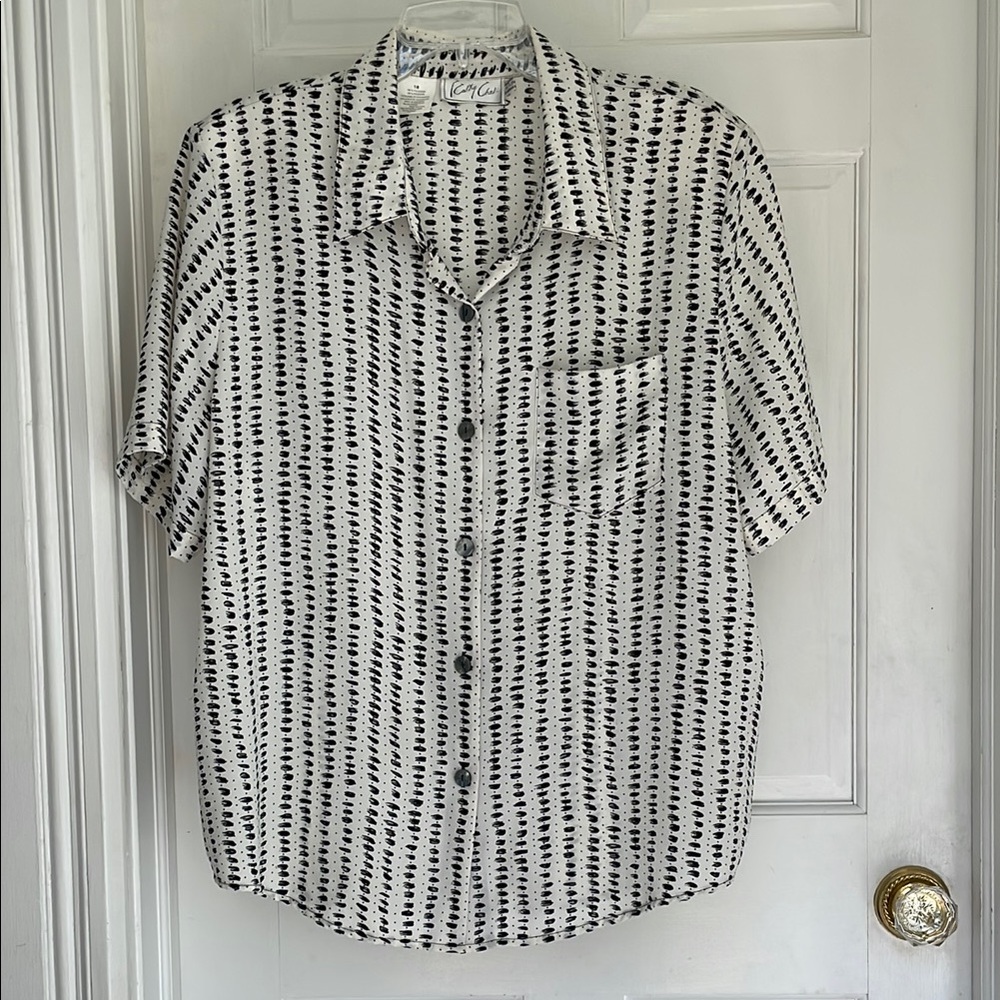 Black and White Striped Casual Button Down Shirt
